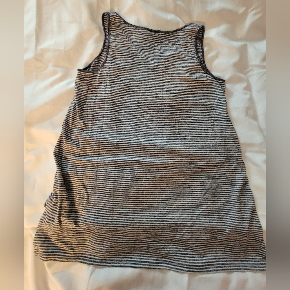 GAP LONDON Long High Low Tank, Soft, Stripes & Tie At Neckline L - Picture 2 of 9